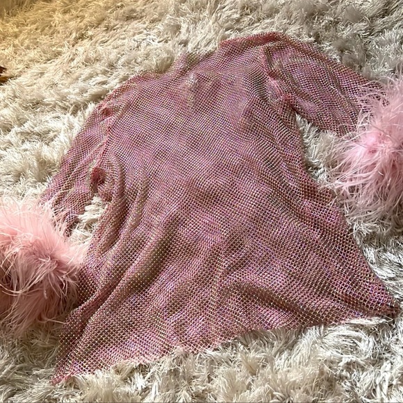 MARAYA Rhinestone Mesh Long Sleeve Mini Dress With Slip dress - Picture 3 of 7